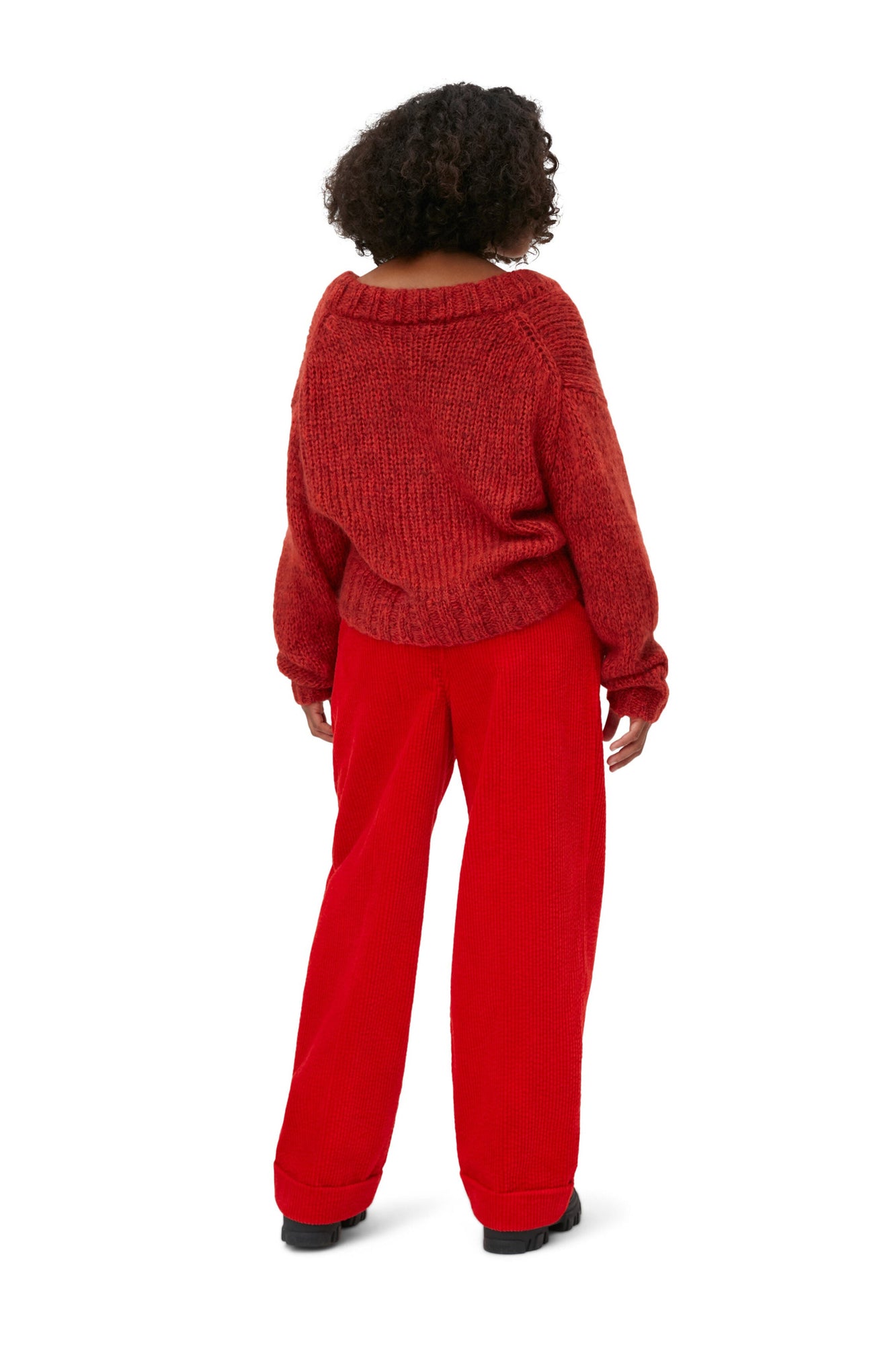 Corduroy Pleat Trousers | Fiery Red