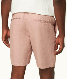 Cornell Linen Tailored Fit Washed Linen Drawcord Shorts | Caramel Pink