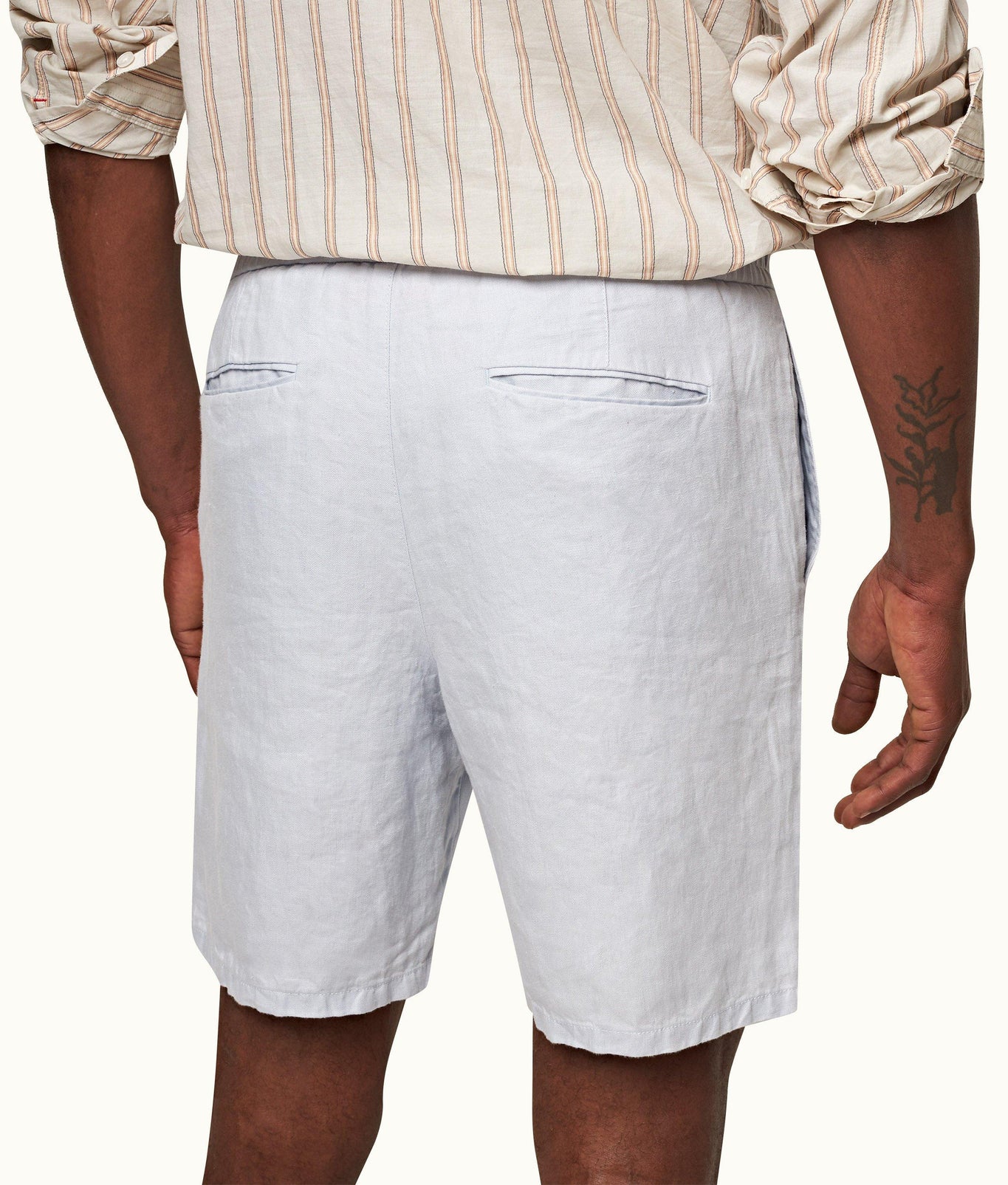 Cornell Linen Tailored Fit Washed Linen Drawcord Shorts | Light Island Sky
