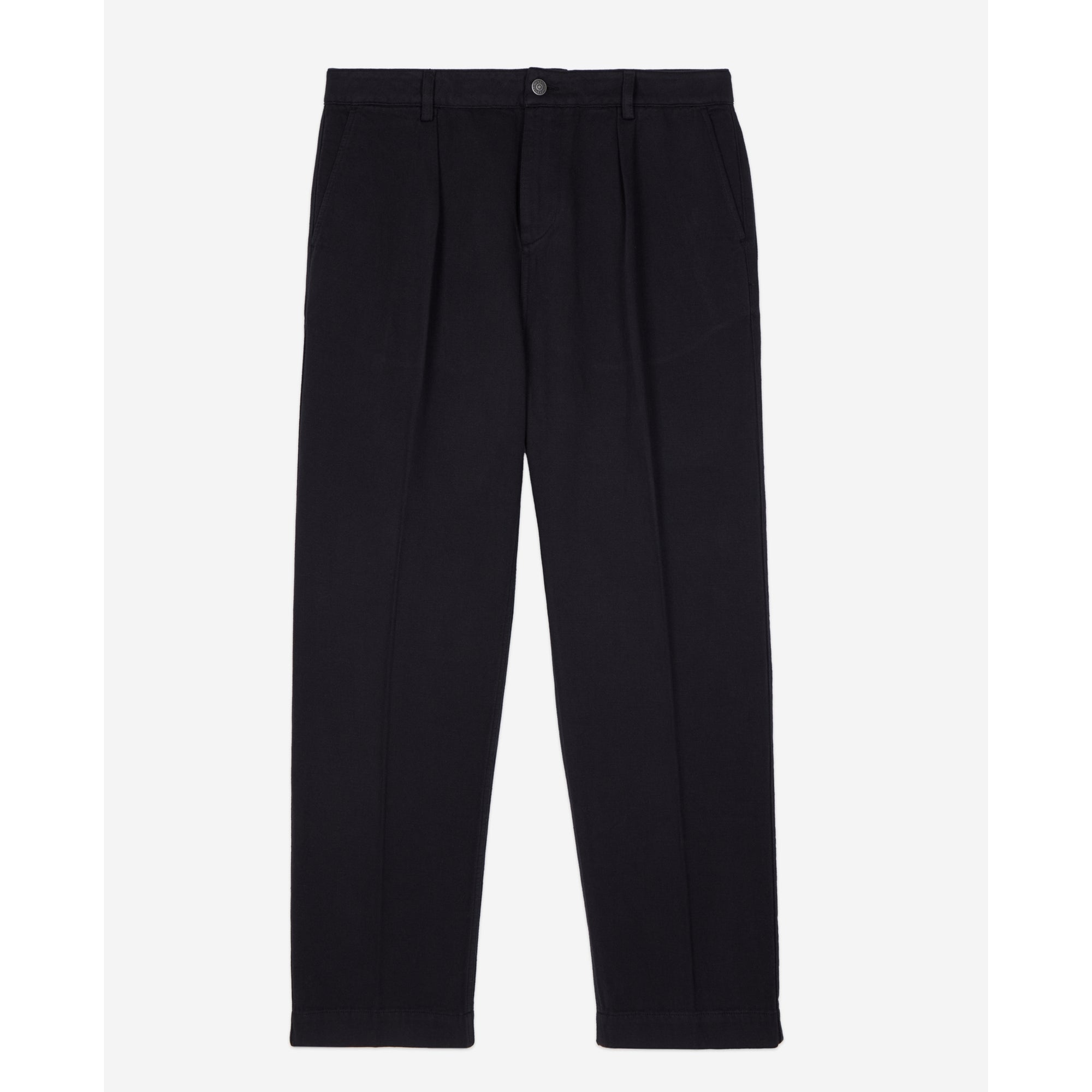 Cotton And Linen Trousers With Pleats | Men | Black