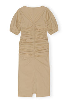 Cotton Poplin Gathered Open neck Maxi Dress | Curds and Whey