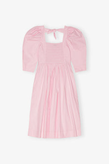 Cotton Poplin Open Neck Smock Dress | Chalk Pink