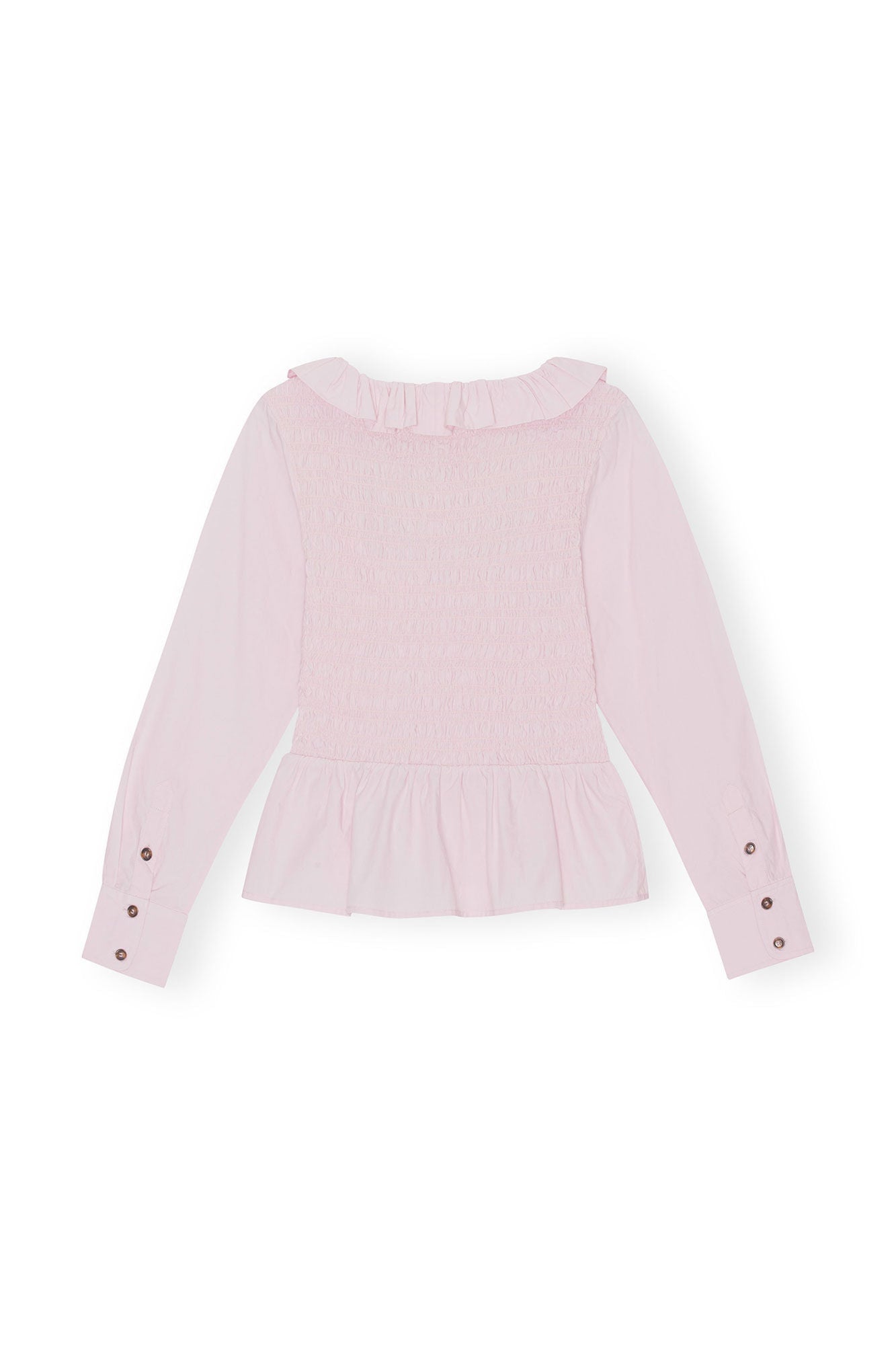 Cotton Poplin Open neck Smock Blouse | Light Lilac