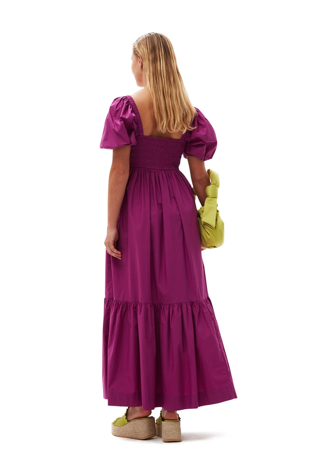 Cotton Poplin Smock Maxi Dress | Purple Wine