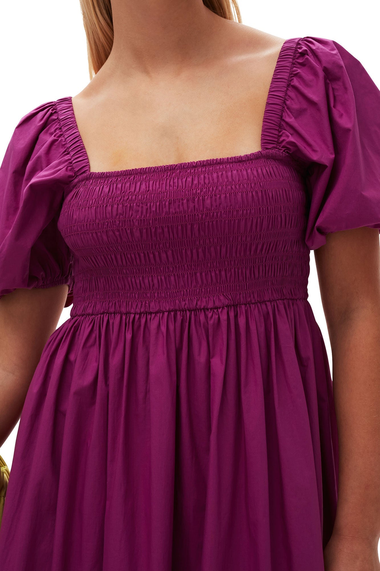 Cotton Poplin Smock Maxi Dress | Purple Wine