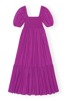 Cotton Poplin Smock Maxi Dress | Purple Wine