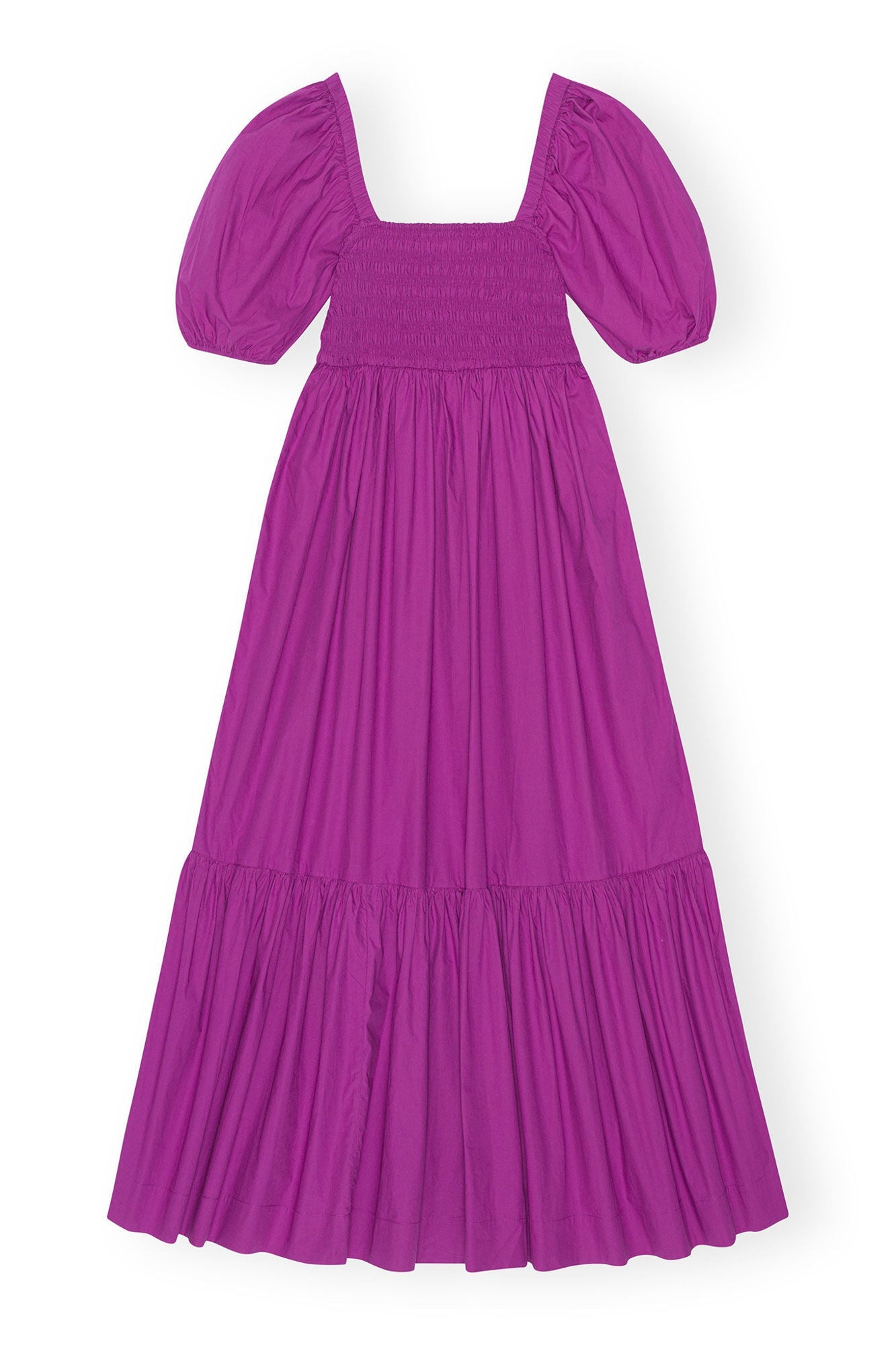 Cotton Poplin Smock Maxi Dress | Purple Wine