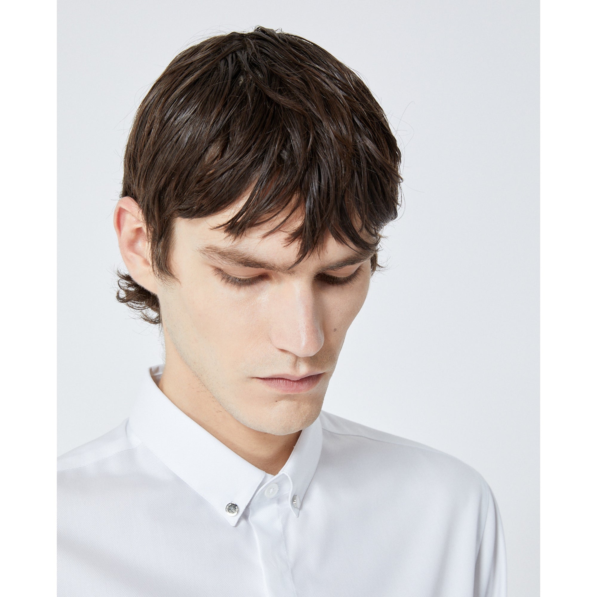 Cotton Shirt With Buttoned Collar | Men | White