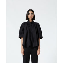 Cotton Shirt With High Neck | Women | Black