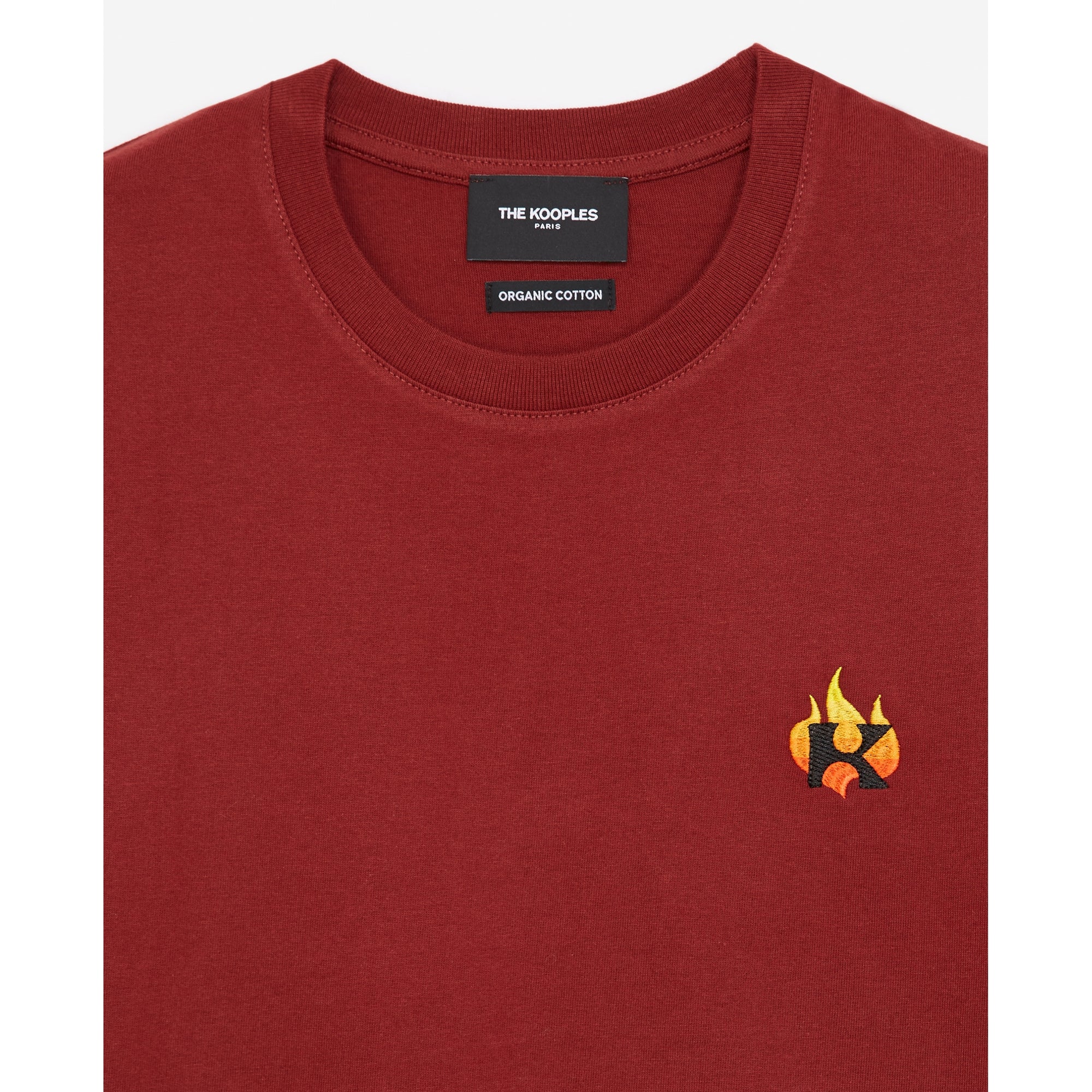 Cotton T-Shirt With Flame Embroidery | Men | Red