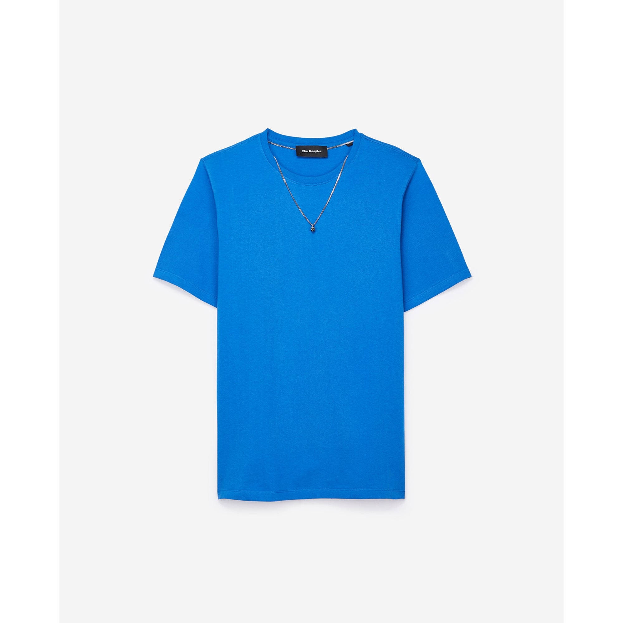 Cotton T-Shirt With Folk Necklace | Men | Bright Blue