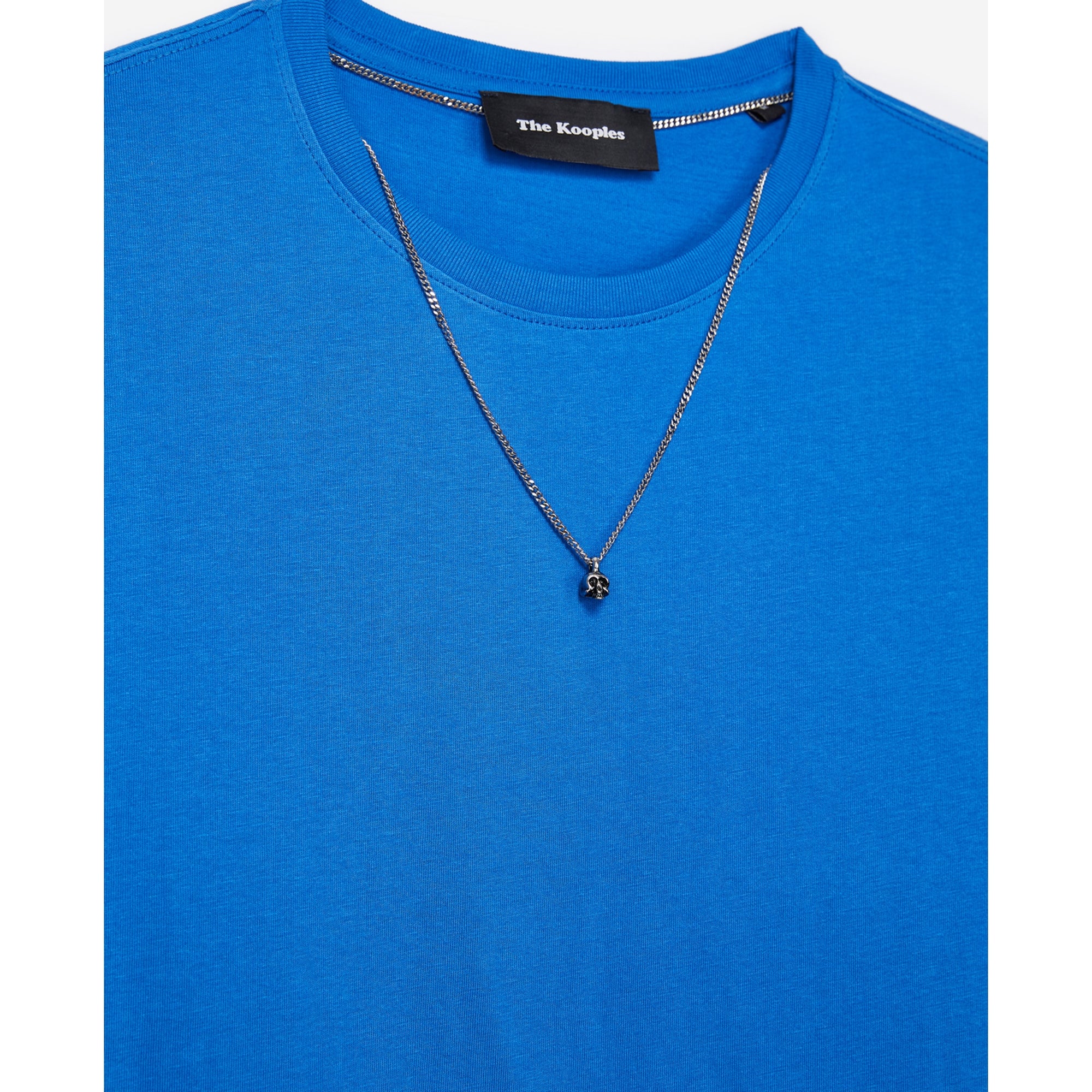 Cotton T-Shirt With Folk Necklace | Men | Bright Blue