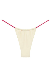 Brasil Single String Bikini Bottom | Cream Raspberry Binded
