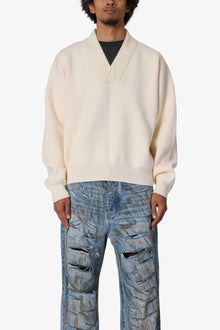 Crew V Neck Sweater | Cream