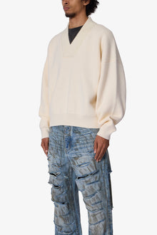 Crew V Neck Sweater | Cream
