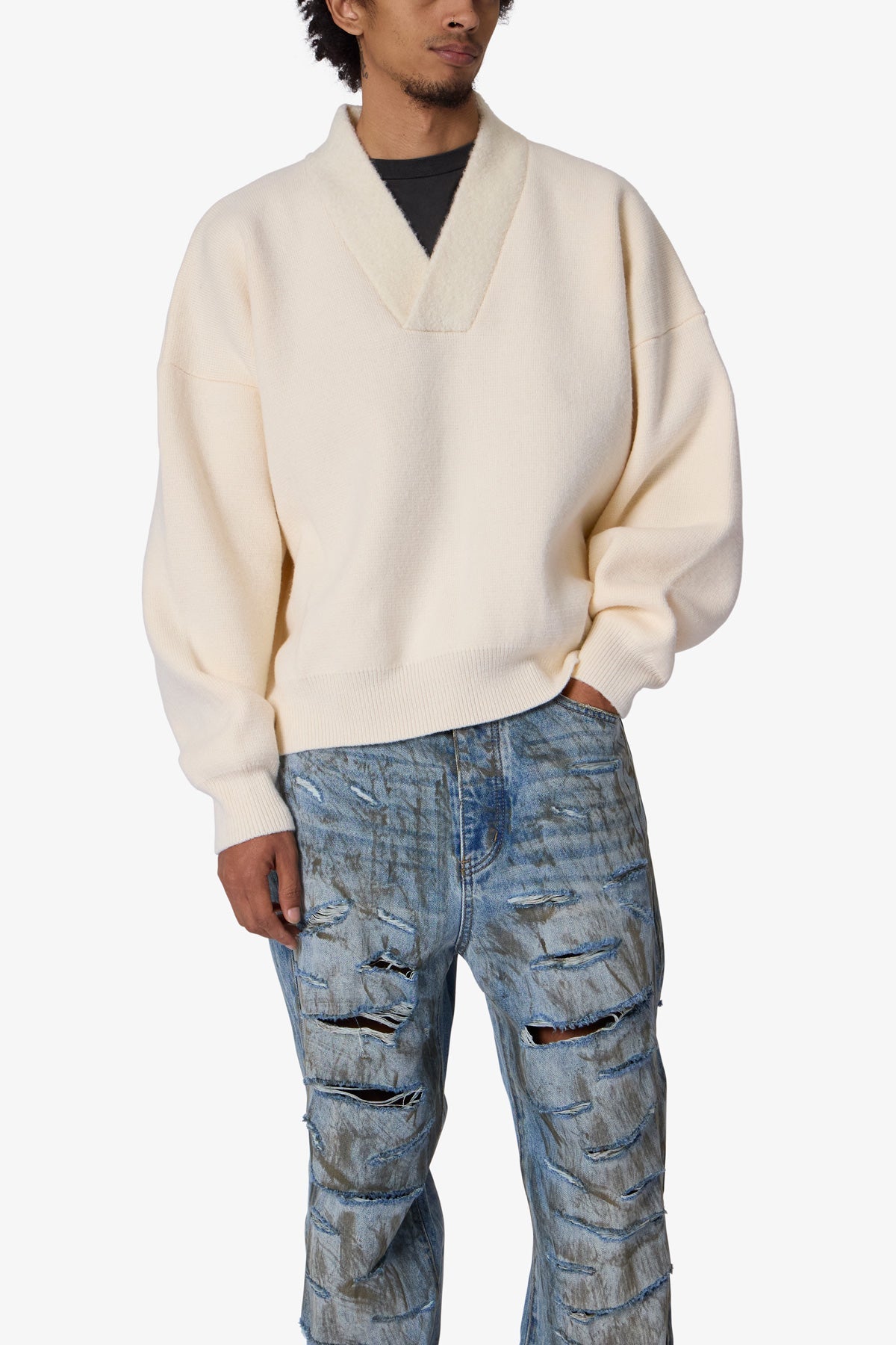 Crew V Neck Sweater | Cream