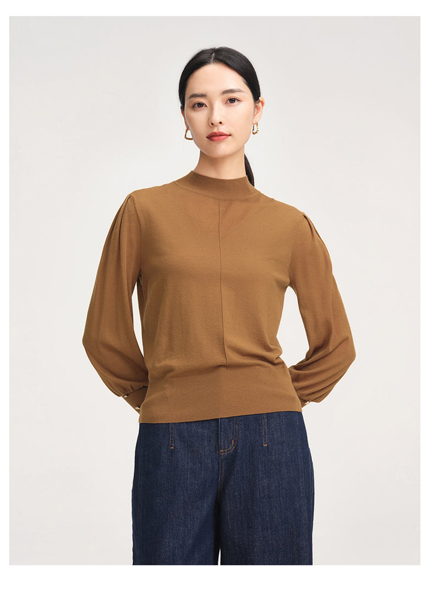 Crewneck Knit Top | Brown