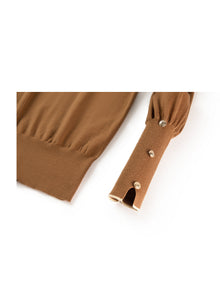Crewneck Knit Top | Brown