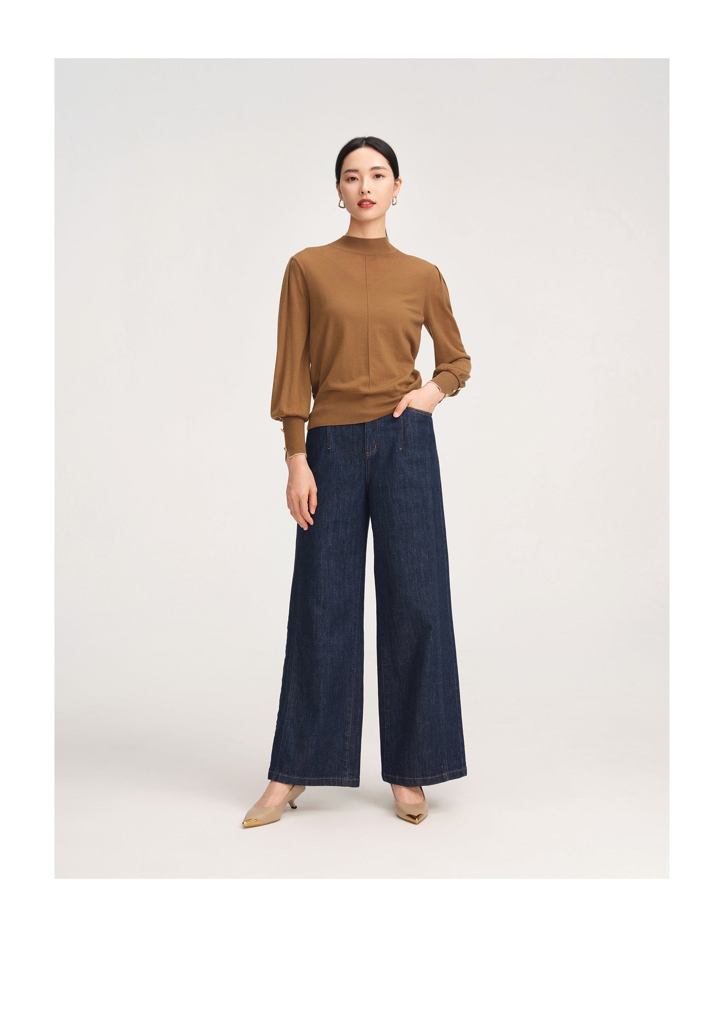 Crewneck Knit Top | Brown