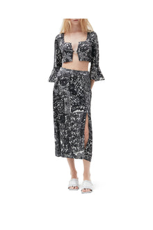 Crinkled Satin Cropped Blouse | Black