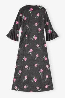 Crinkled Satin Long Dress | Black