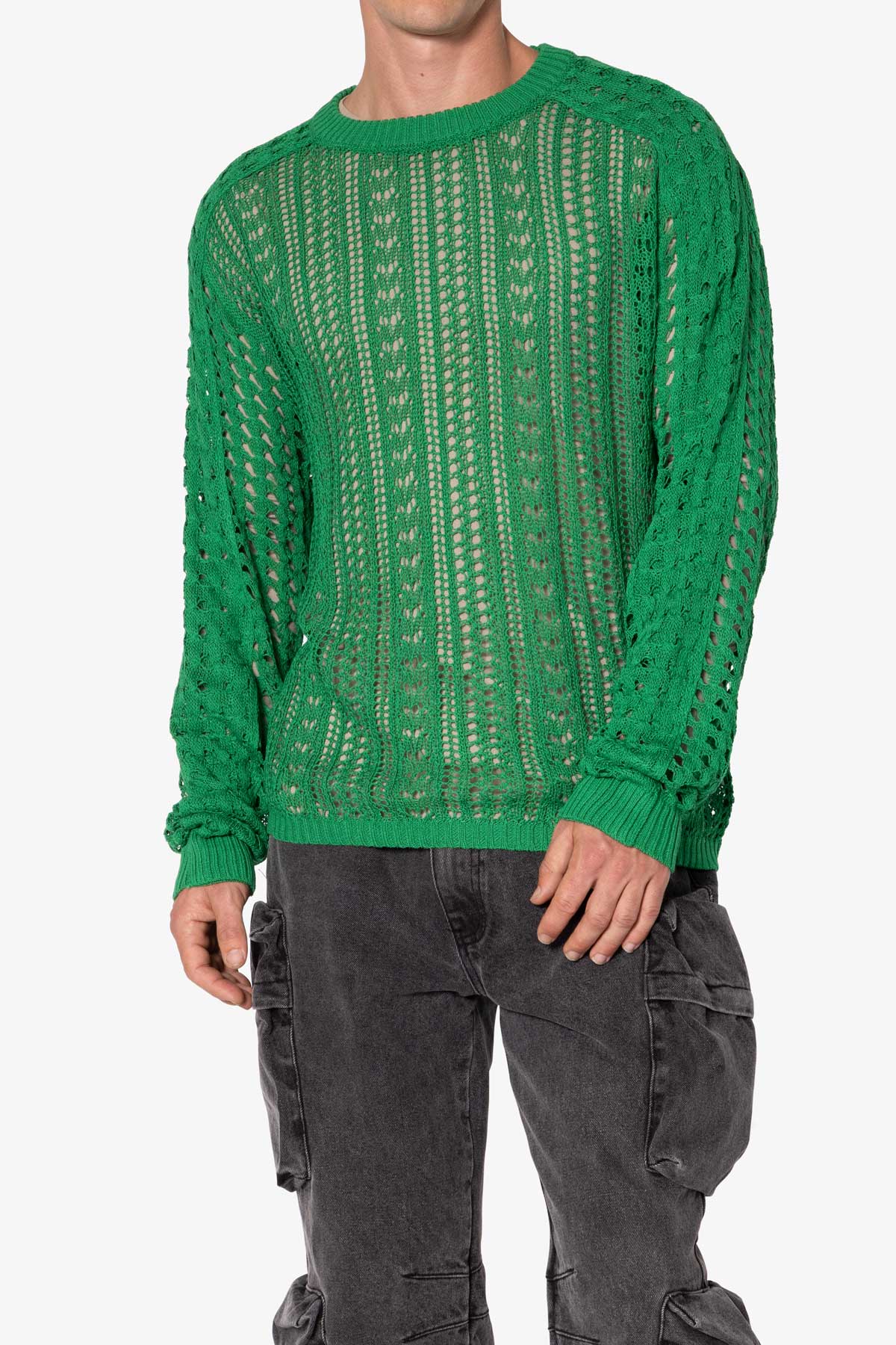 Crochet Knit Sweater | Green