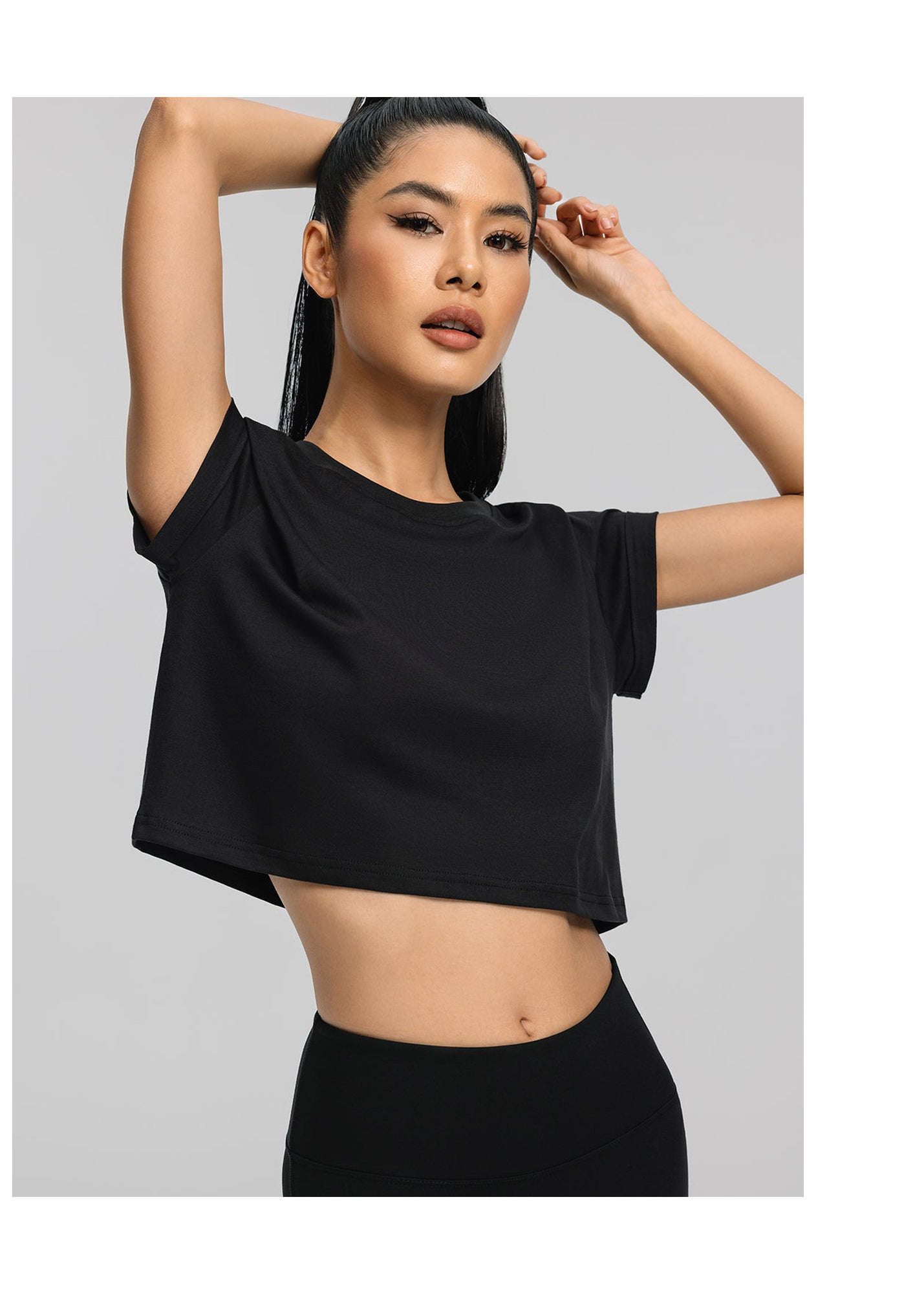 Cropped Cotton T-Shirt | Black