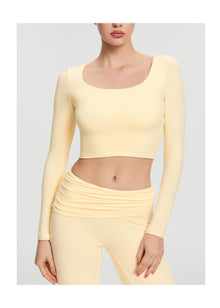 Cropped Round Neck Top | Lemon Meringue