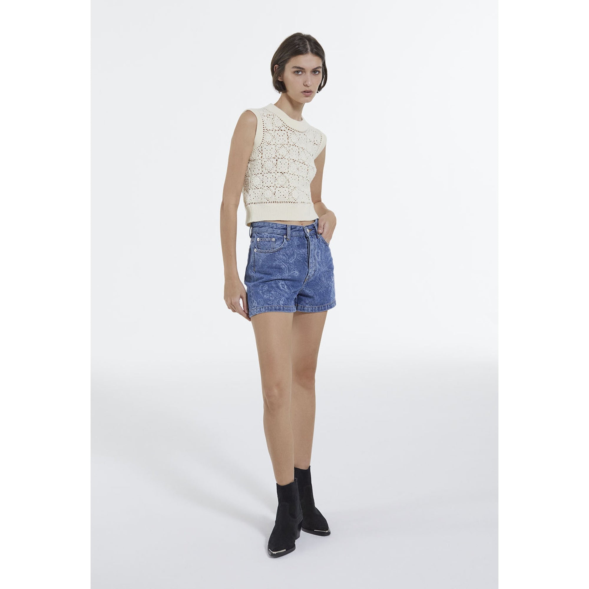 Cropped Shorts | Women | Blue Denim