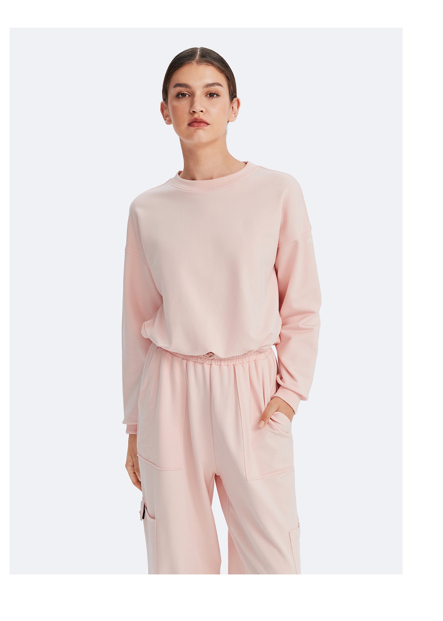 Cropped Sweatshirt with Drawstring | Marshmallow Pink