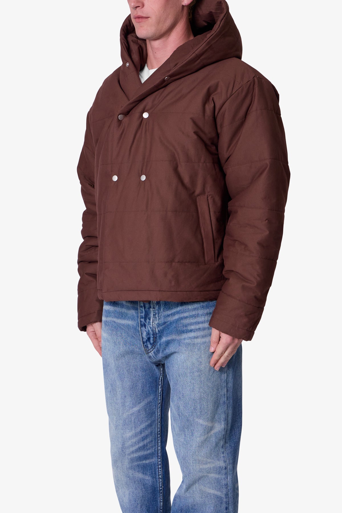 Crossed Trench Puffer Jacket | Brown