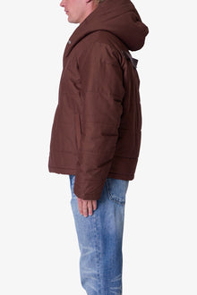 Crossed Trench Puffer Jacket | Brown