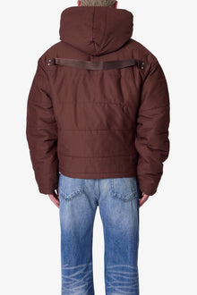 Crossed Trench Puffer Jacket | Brown