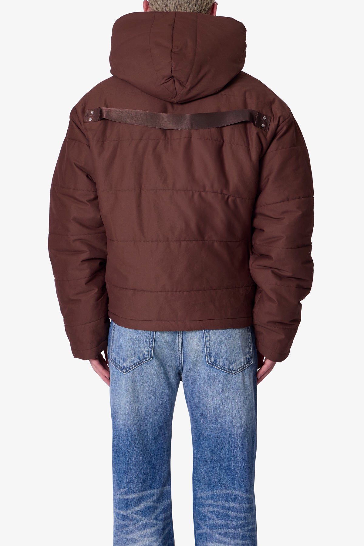Crossed Trench Puffer Jacket | Brown