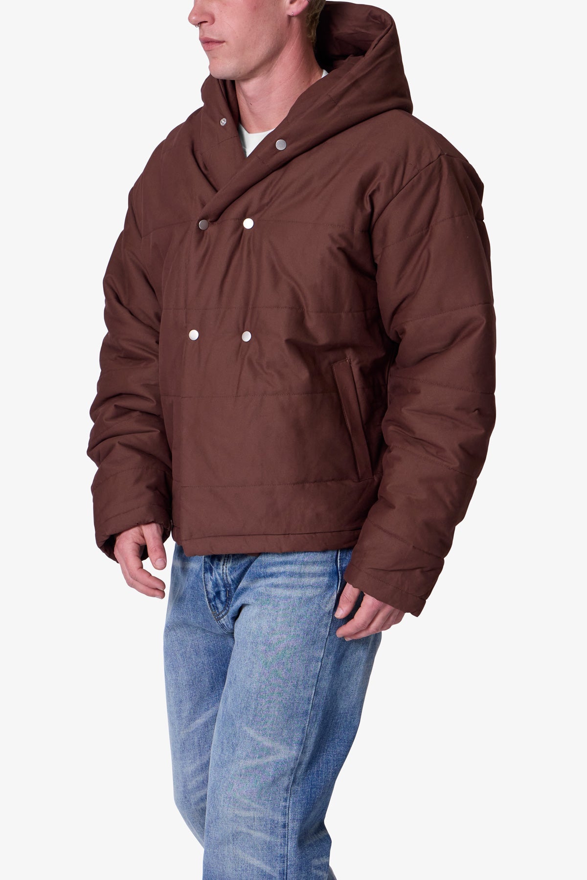 Crossed Trench Puffer Jacket | Brown