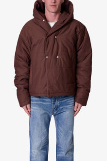 Crossed Trench Puffer Jacket | Brown