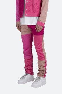 D354 Patchwork Straight Denim | Pink