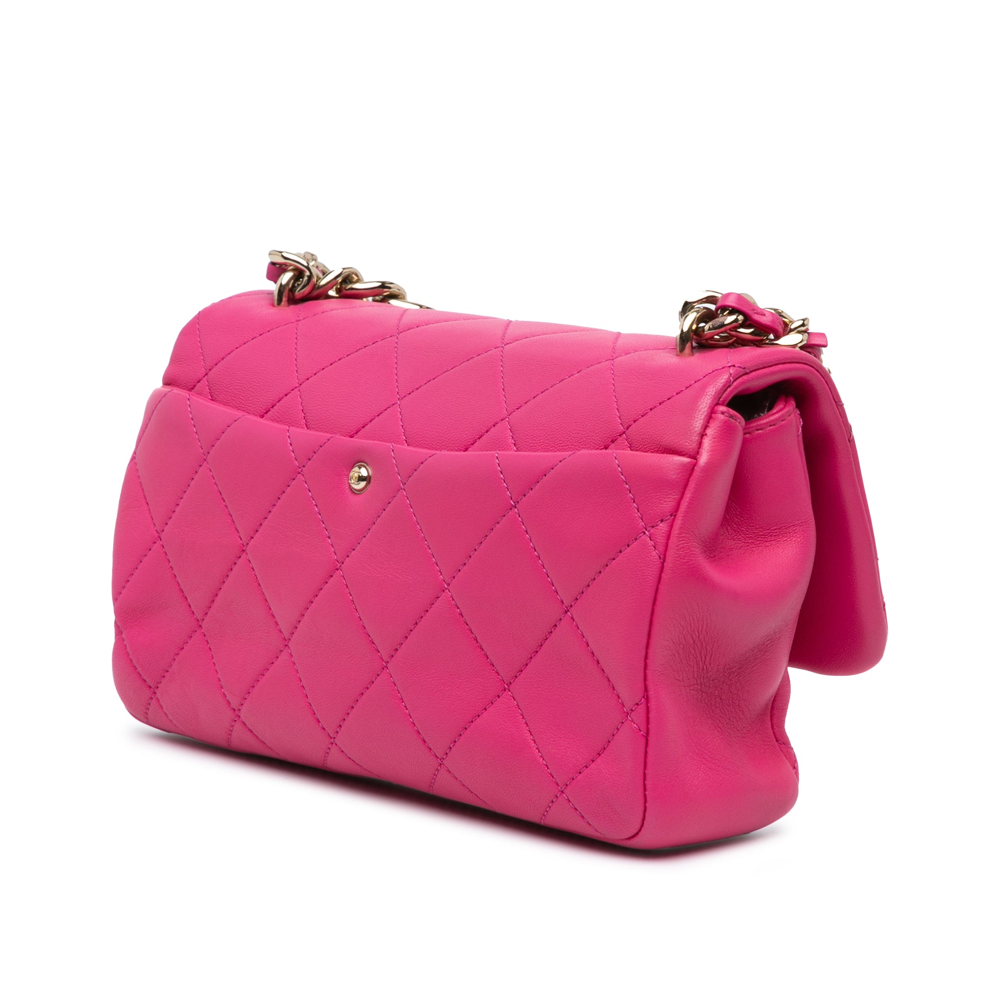 Chanel | Pre-Owned Small Lambskin Elegant Chain Single Flap | Pink/Dark Pink