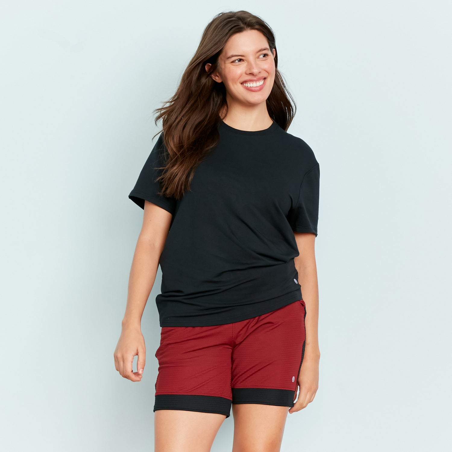 Breathable Mesh Lounge Shorts with Modal Lining | Cabernet/Black