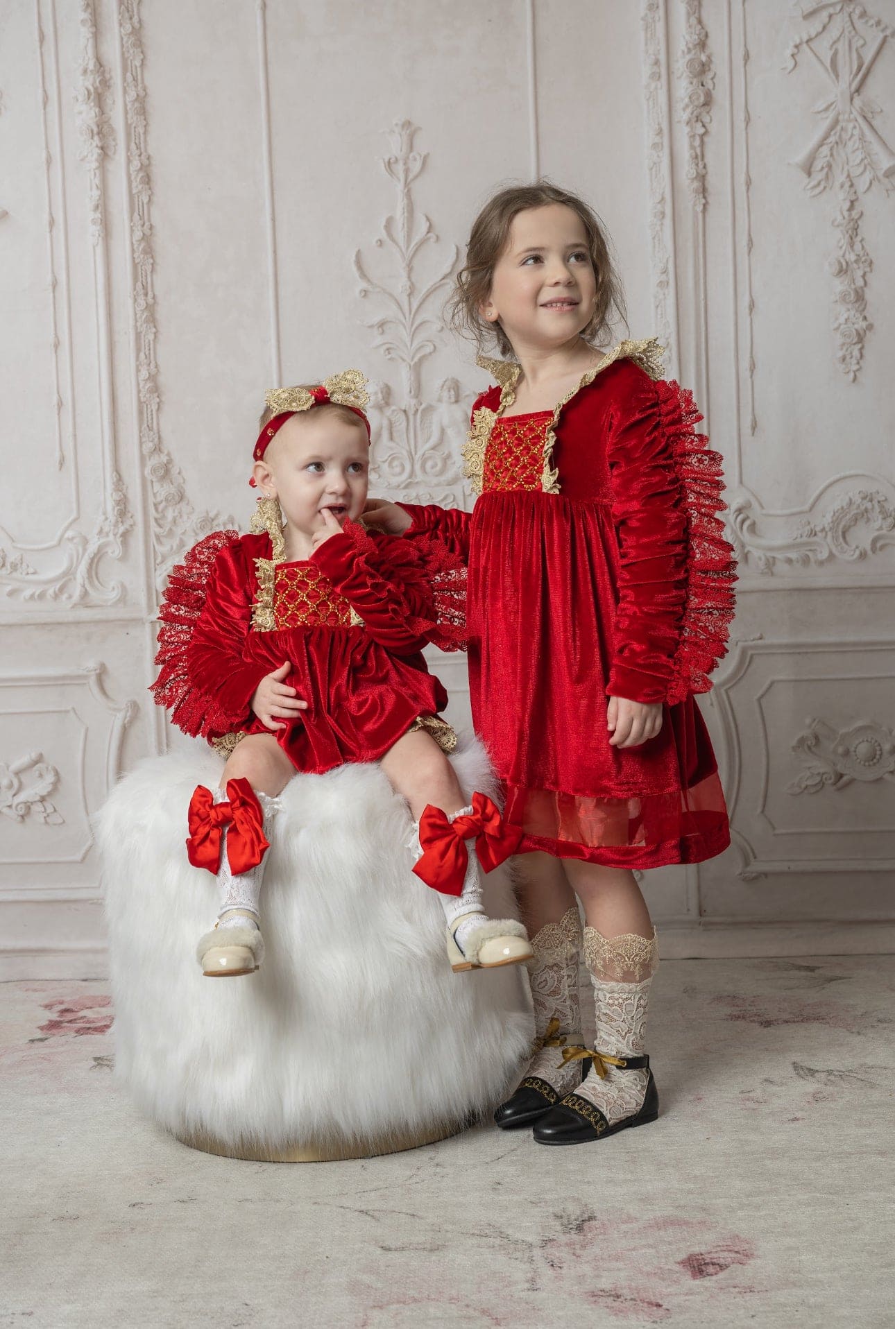 Baby Girls | Victoria Velvet Romper | Red