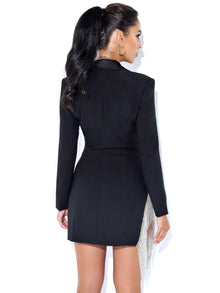 Freya Crystal Fringe Blazer Dress | Black