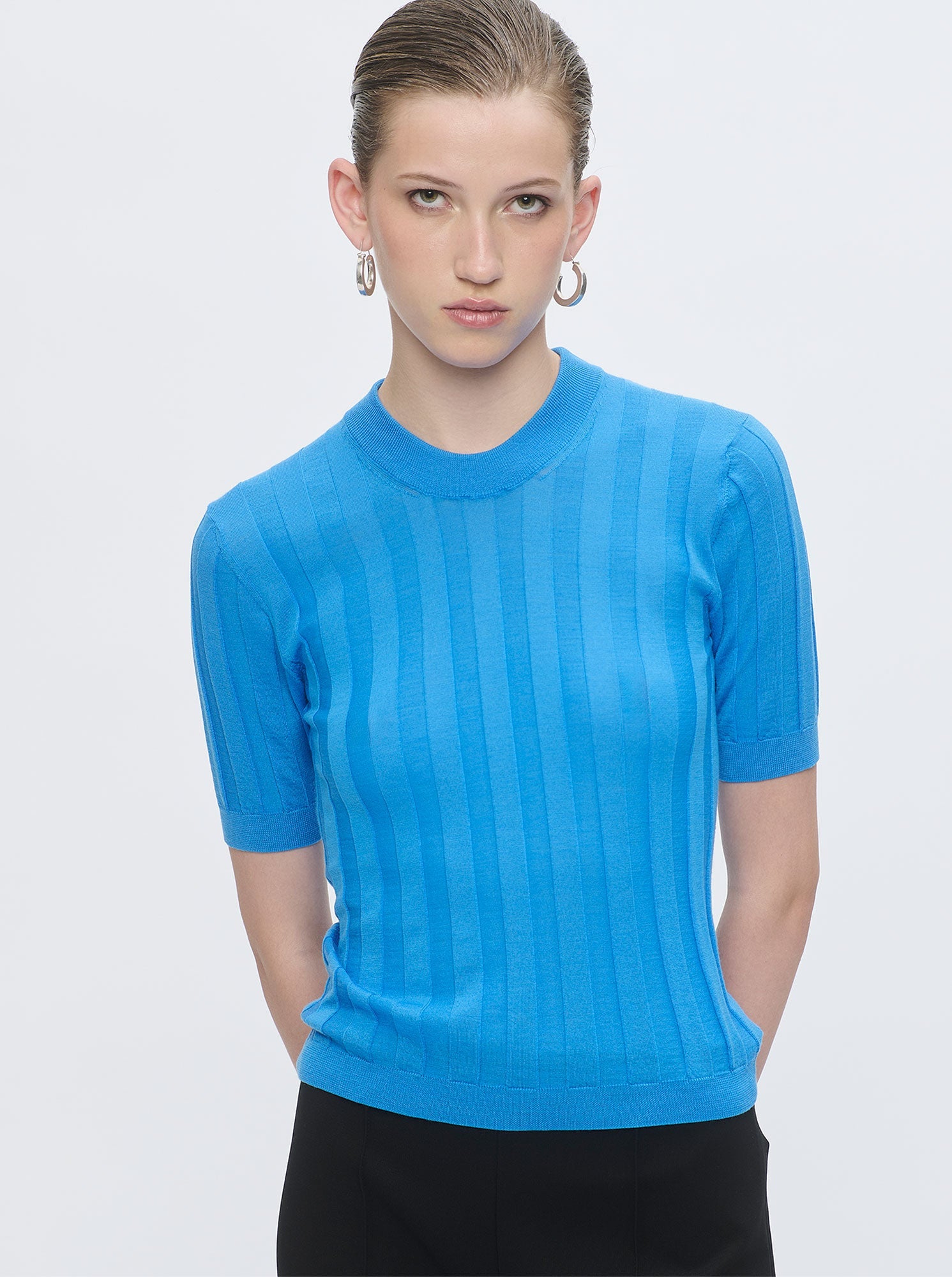 Deeda Crewneck Rib Sweater | Blue Sea