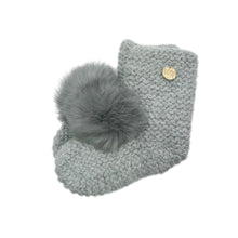 Angora Pom Pom Booties With Pom | Grey