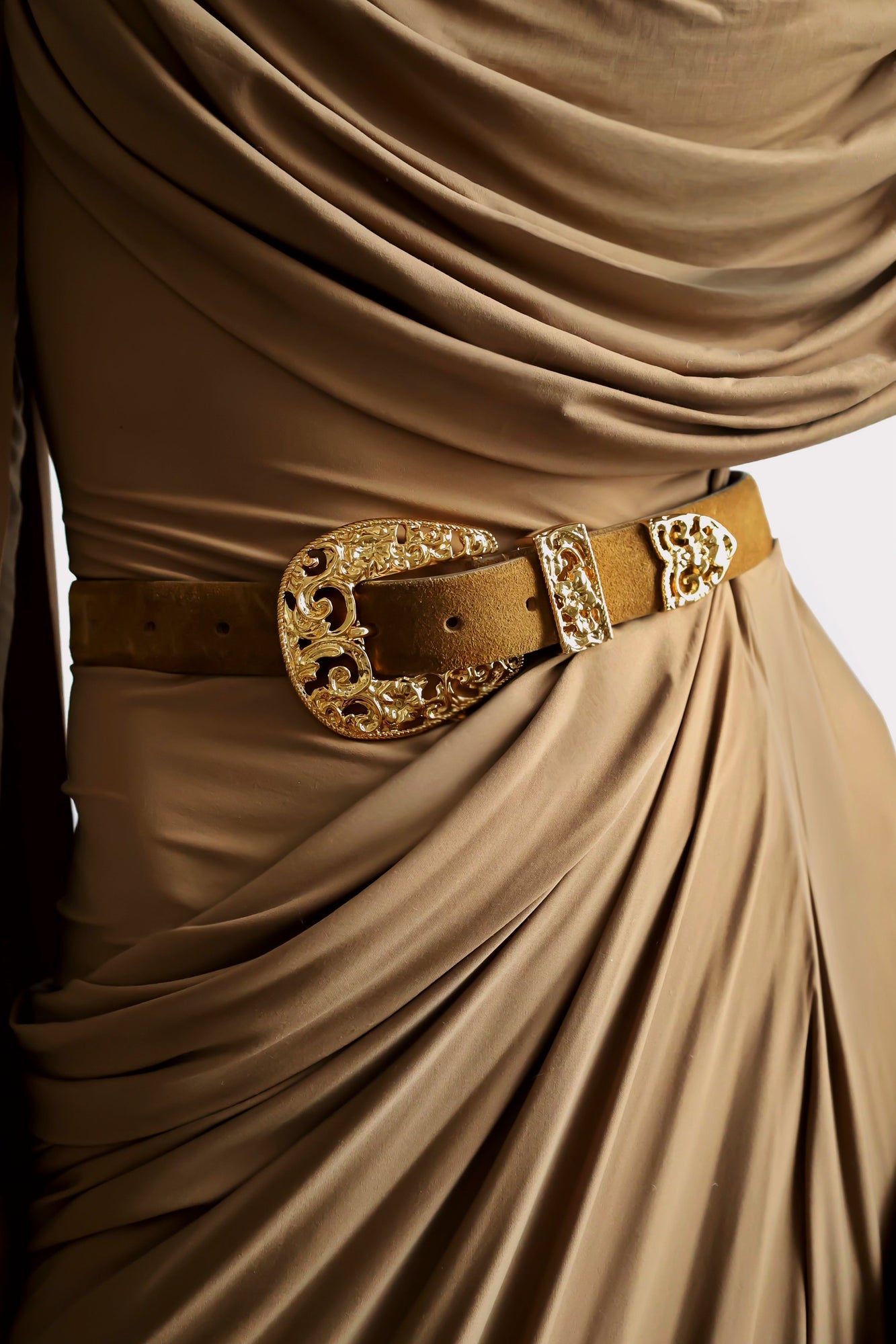 Versailles Suede Belt | Ochre & Gold