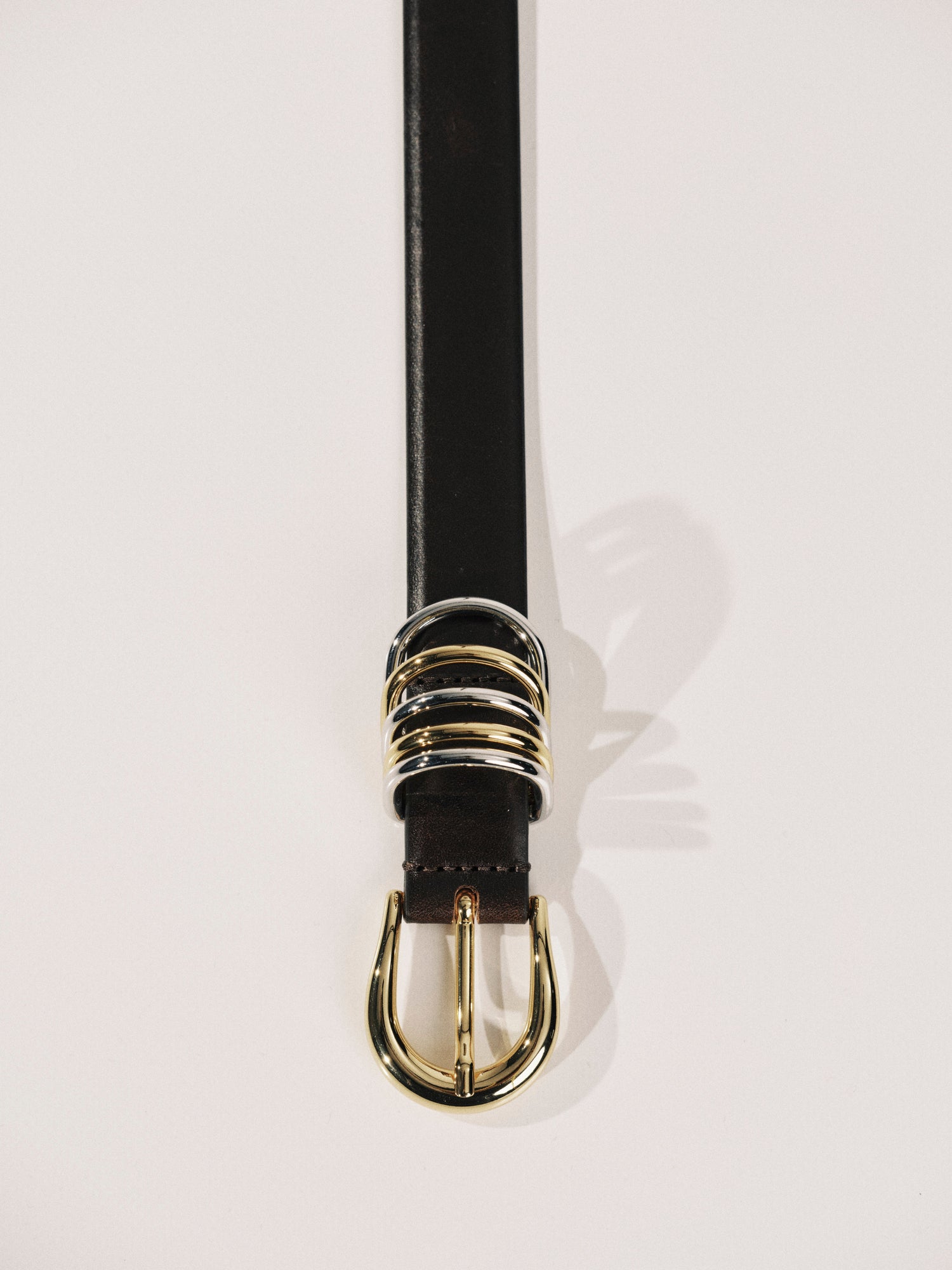 Hollyhock Mixed Metal Belt | Marrone & Silver & 24K Gold