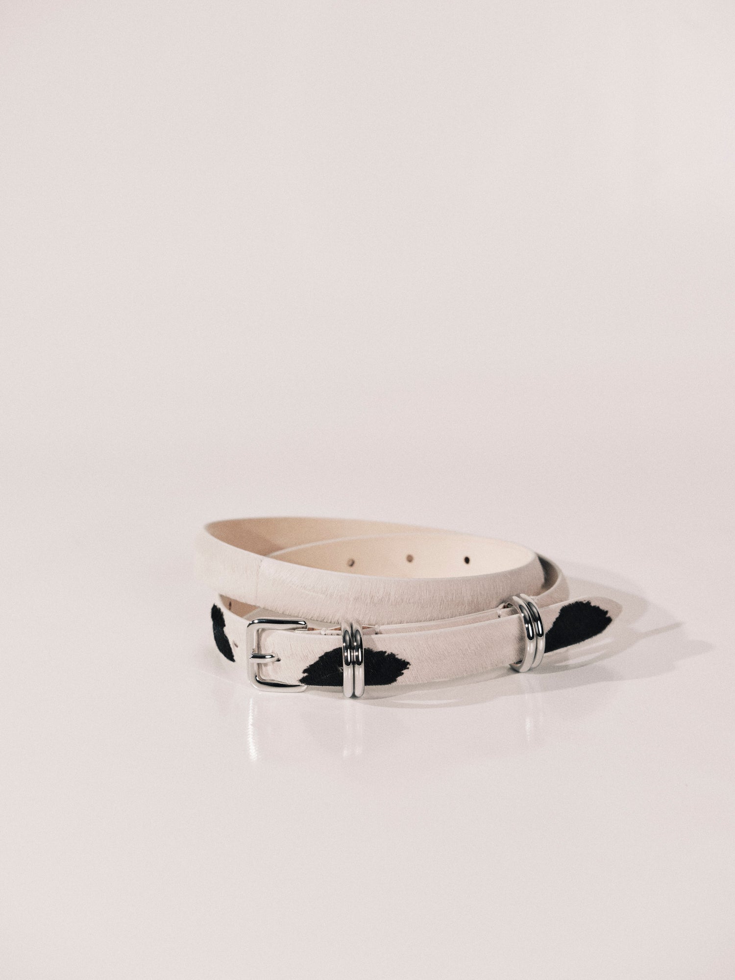 Constance Belt | Black & White Dalmatian & Silver