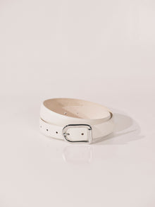 Mija Leather Belt | Ivory Pebble & Silver