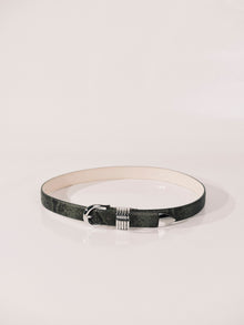 Hollyhock Belt | Green Python & Silver