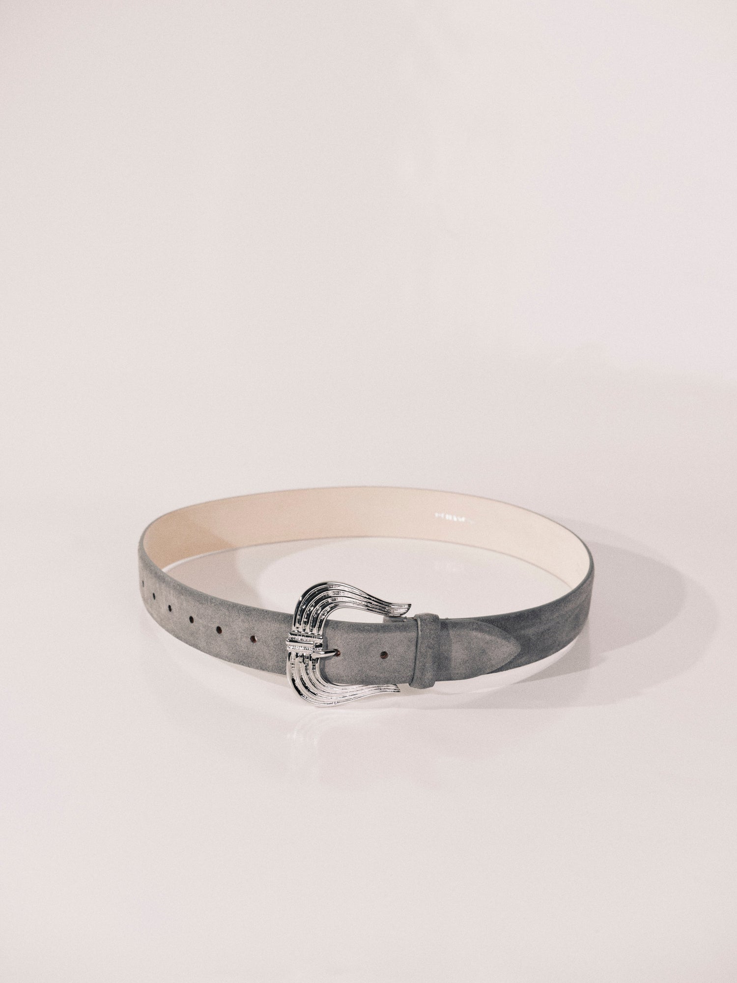 Cupid Suede Belt | Fog & Silver