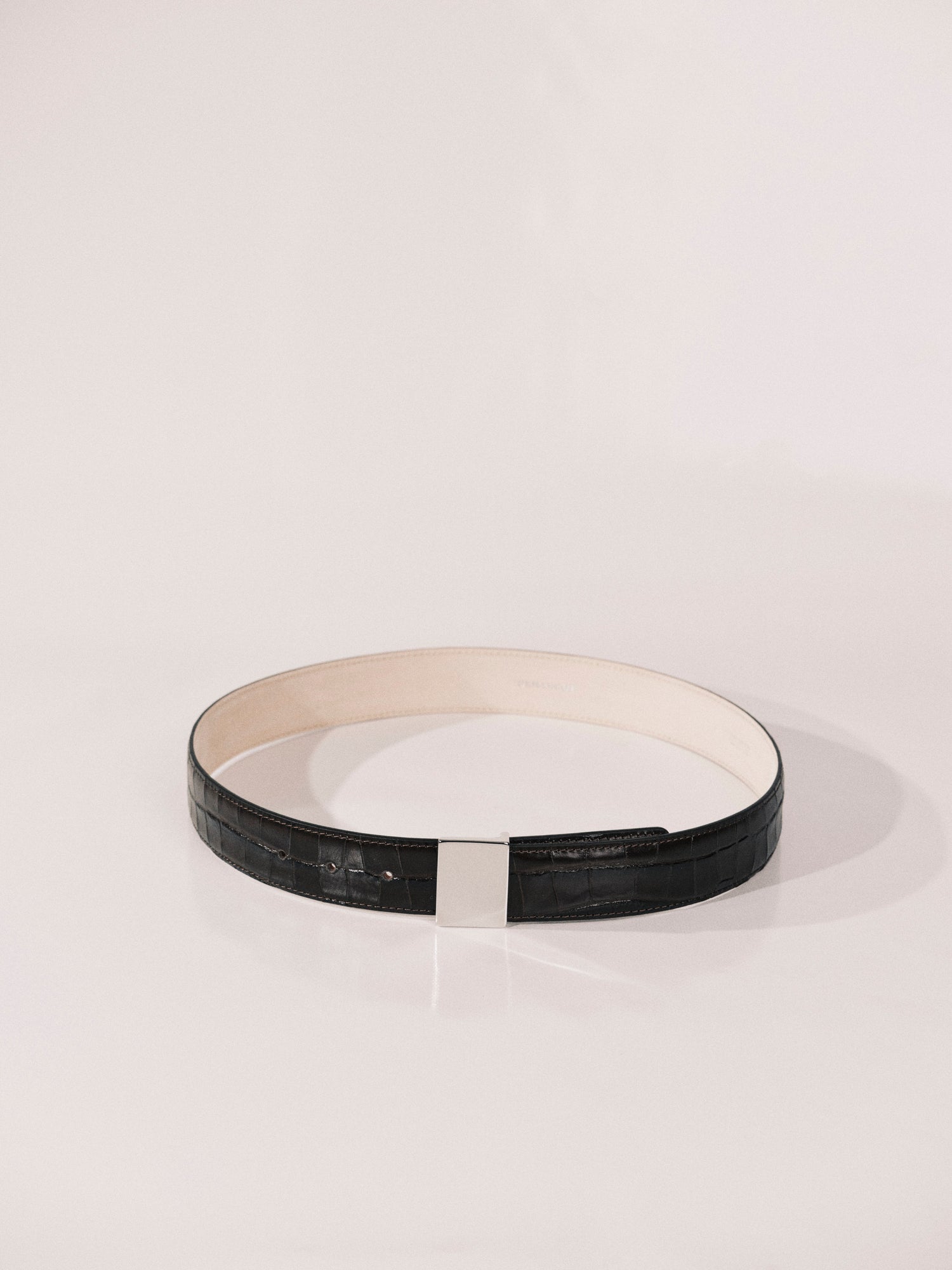 Brandt Belt | Dark Chocolate Croco & Silver